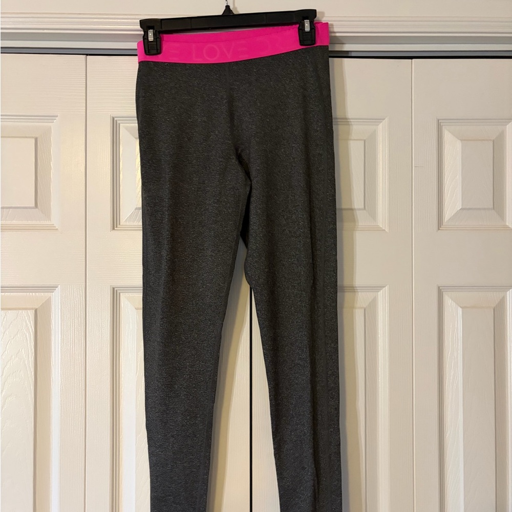 Aeropostale Gray Leggings with Pink Waistband